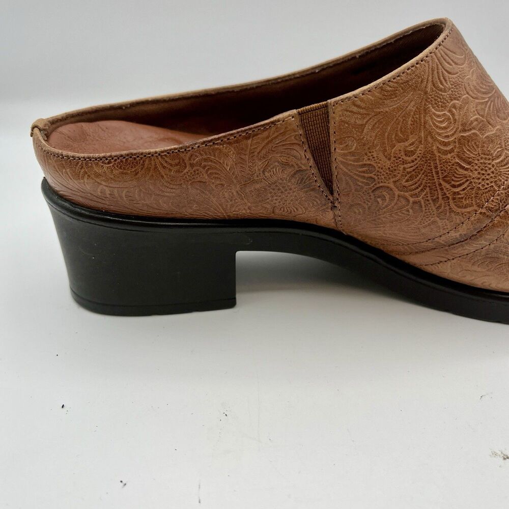 Women's Walking Cradles Caden Western Embossed Brown Leather Mules/Clogs  Sz 8‎ - Picture 5 of 10